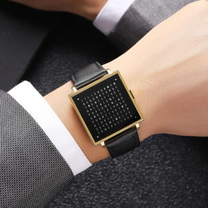 Skmei - 2388 - Luxury Word Dial Watch - Gold Leather image 2