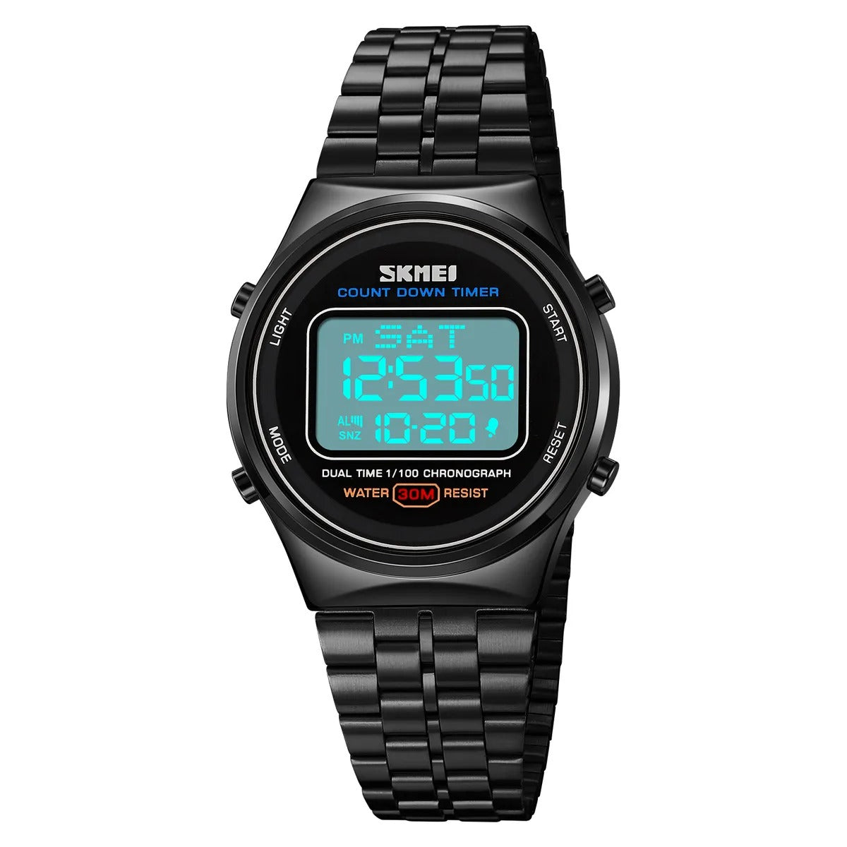 SKMEI 1882 Classic Round Digital Watch - Black/white image 3