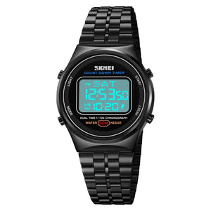 SKMEI 1882 Classic Round Digital Watch - Black/white image 3