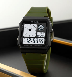 SKMEI - 2347 - Digital Sports Countdown Waterproof Watch - ArmyGreen image 3