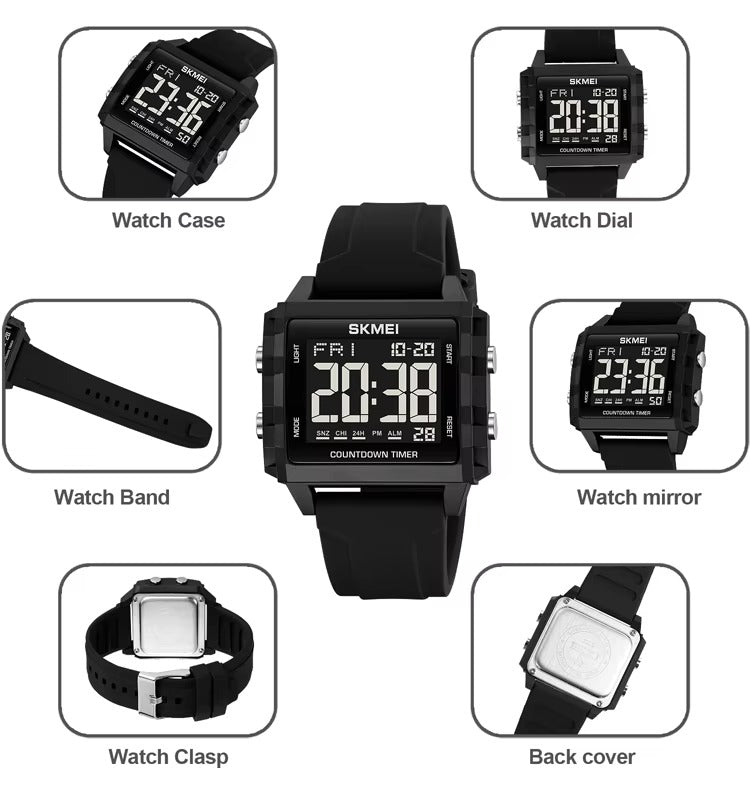 Skmei - 2320 - Digital Countdown Sports Watch - Black/Black image 3