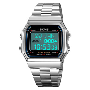 SKMEI - 2113 - Qibla Azan Time Reminder Prayer Watch - silver-white image 4