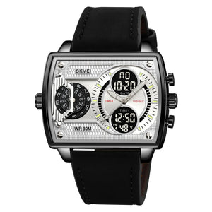 SKMEI 2229 Multi-Zone Analog Digital Sports Watch - black/silver/leather image 0