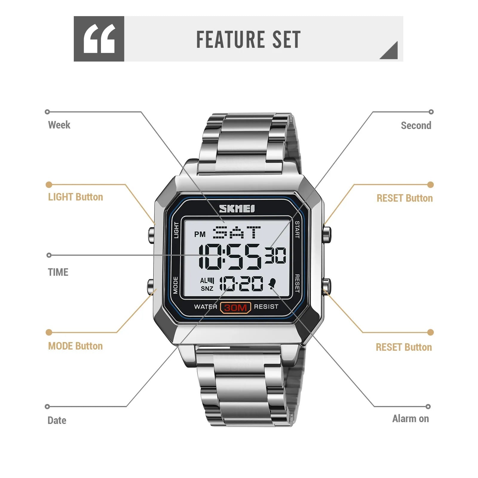 Skmei – 2149 – Metal Digital Watch – Silver image 3