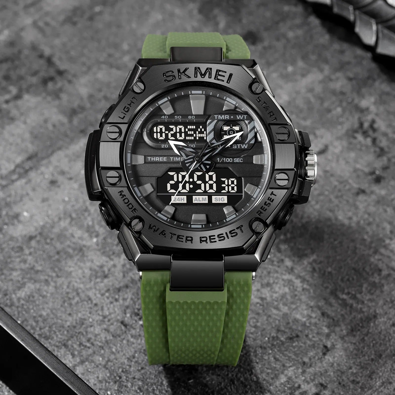 Skmei - 2221 - Tactical Force Dual Display Watch - Army Green image 2