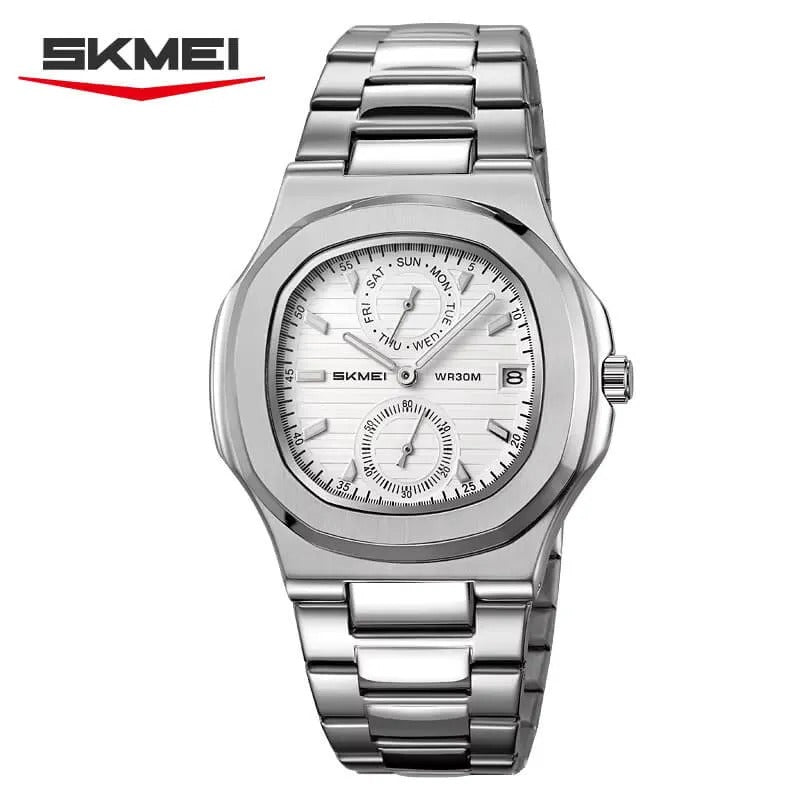 SKMEI - 2423 - Elegant Classic Multifunction Sqaure Dial Watch - Silver/Silver image 1