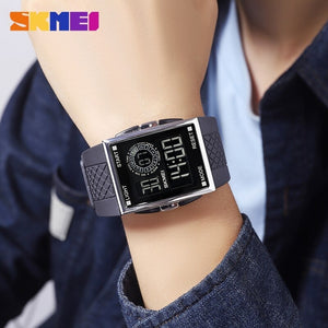 SKMEI - 1967 - Digital LED Multifunction Alarm Electronic Waterproof Watch - Silver/Black image 2