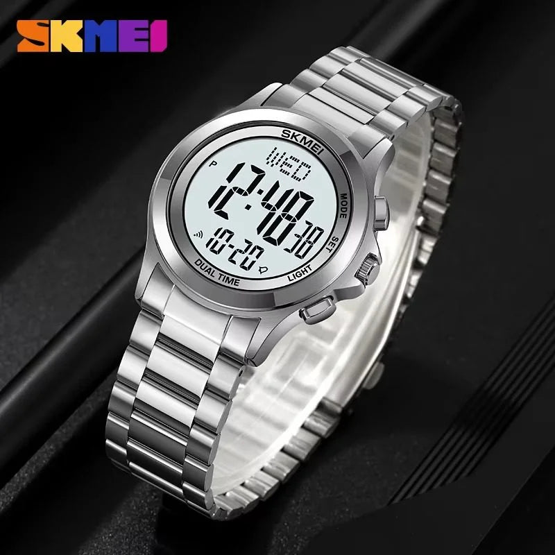 Skmei - 2271 - Digital Dual Time Men's Stainless Steel Watch - Silver image 1
