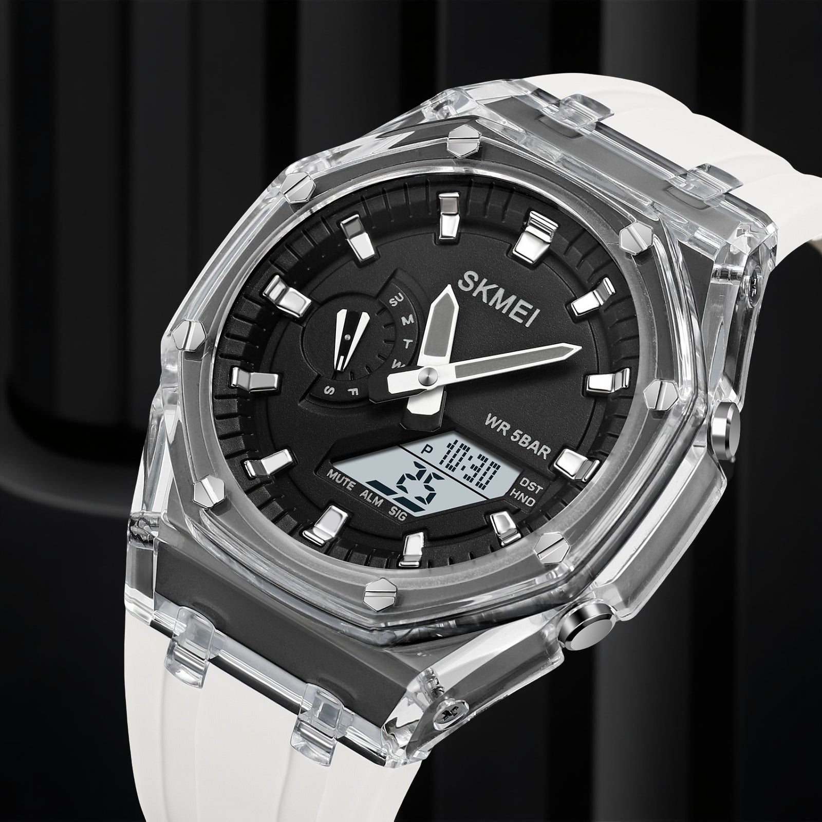 Skmei - 2100 - World Time 50m Waterproof - White/Black image 1