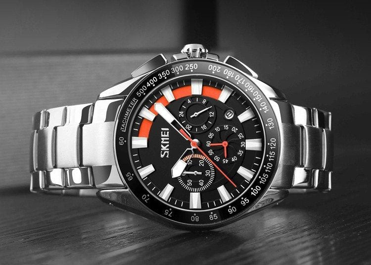 Skmei - 9167 - Stainless Watch Men's Quartz Wristwatch - Orange image 3