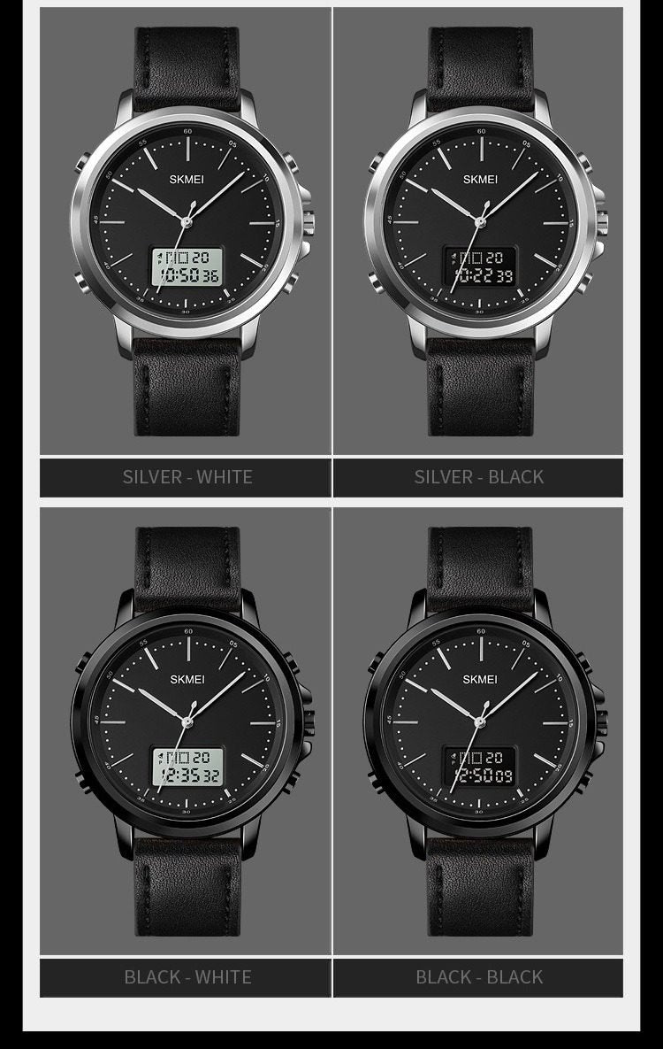 Skmei - 1652 (Strap) - Multifunctional Waterproof - Silver/White-Leather image 5