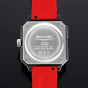 SKMEI - 2362 - Trendy Wheel Spinner Quartz Silicon Strap - Red image 5
