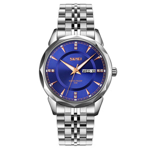 SKMEI 9268 Classic Stainless Steel Watch - silver/blue