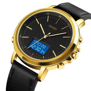 Skmei - 1652 (Strap) - Multifunctional Waterproof - Gold/Black-Leather image 2