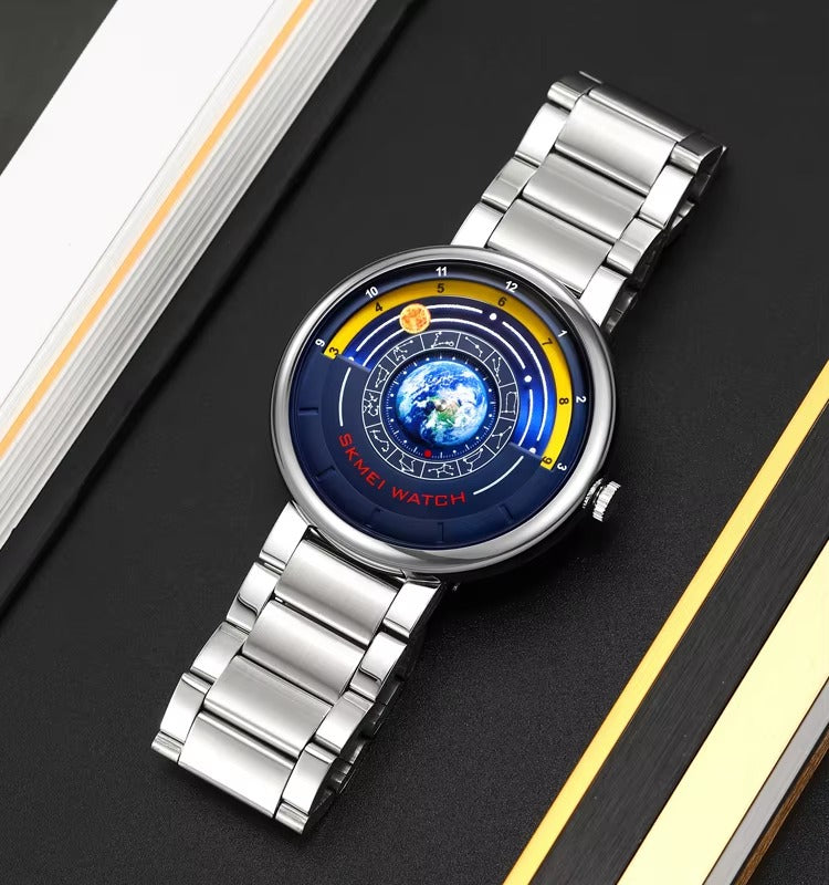 SKMEI 2361 - Earth Orbit Quartz Watch - Silver image 2