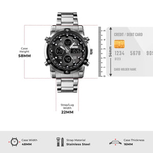 Skmei – 1389 – Dual Display Waterproof Business Watch - Silver/Black image 3