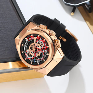 SKMEI - 9377 - Sporty Multi-Function Quartz Watch - rosegold/black image 1