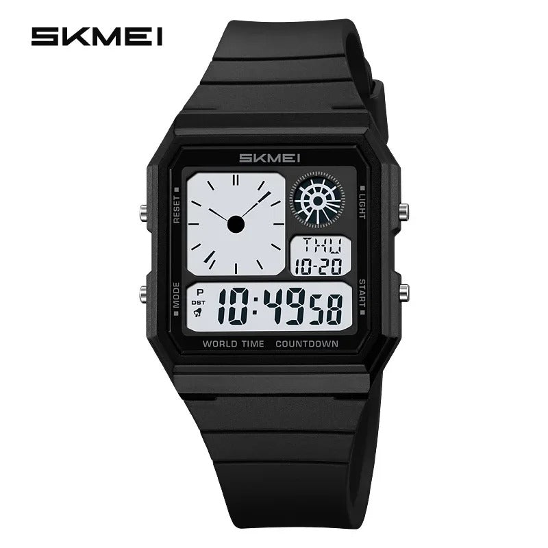 SKMEI - 2347 - Digital Sports Countdown Waterproof Watch - Black/White image 1