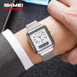 SKMEI - 2466 - Dual Display Time Quartz Watch - Silver image 2
