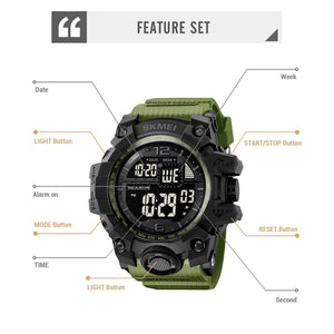 SKMEI 2245 Military Style Digital Sports Watch - armygreen image 1