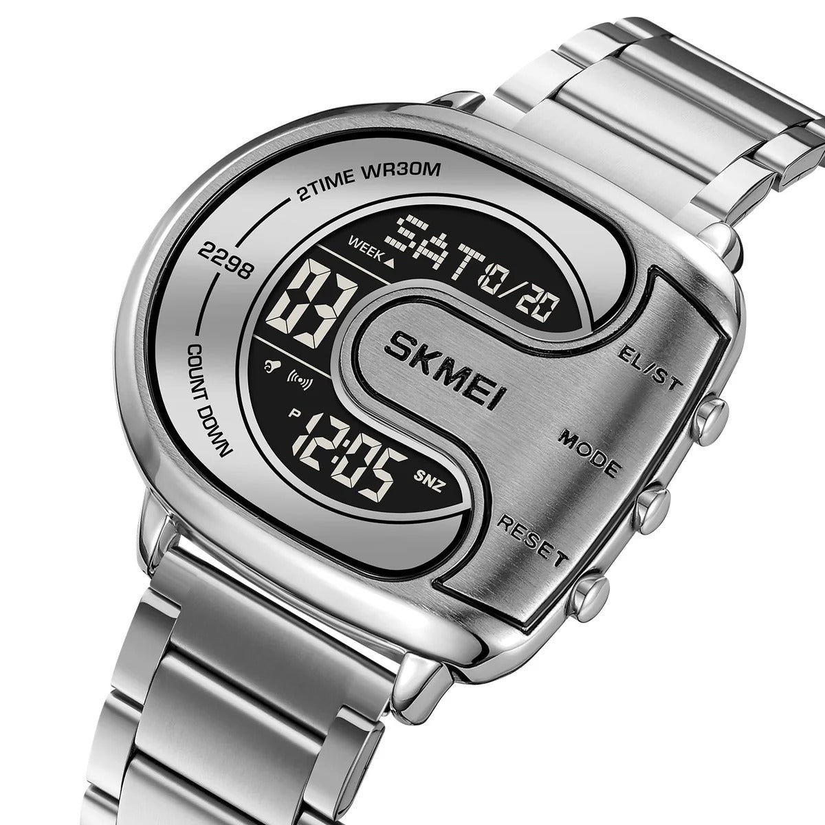 SKMEI 2298 Digital Chronograph Sports Wristwatch - silver/black image 1
