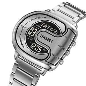 SKMEI 2298 Digital Chronograph Sports Wristwatch - silver/black image 1
