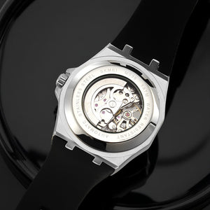 SKMEI - M036 - Automatic Movement Skeleton Dial - silver-silica gel image 2