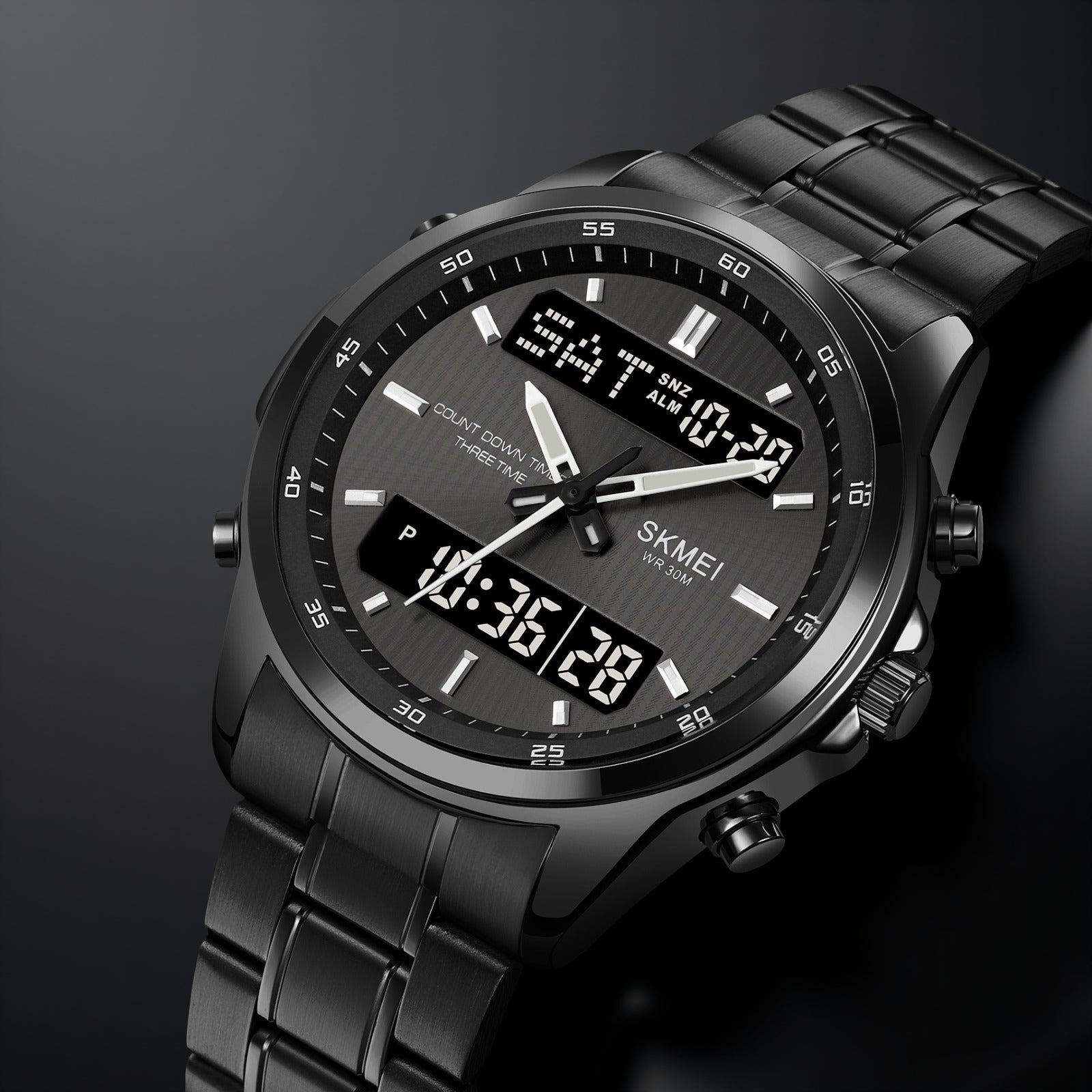 Skmei - 2049 - Multifunctional Waterproof Watch - Black/Black image 1
