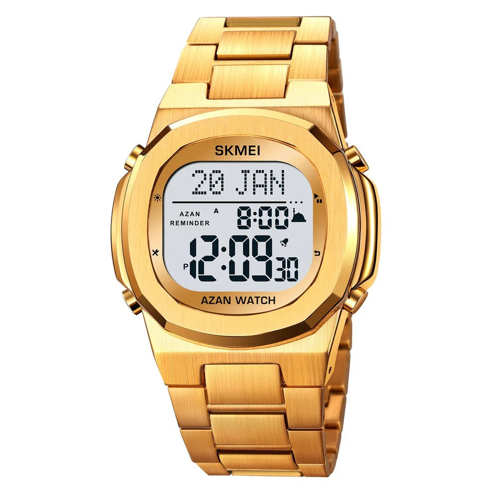 Skmei - 2036 - Azan Reminder Watch Waterproof - Gold/White image 0