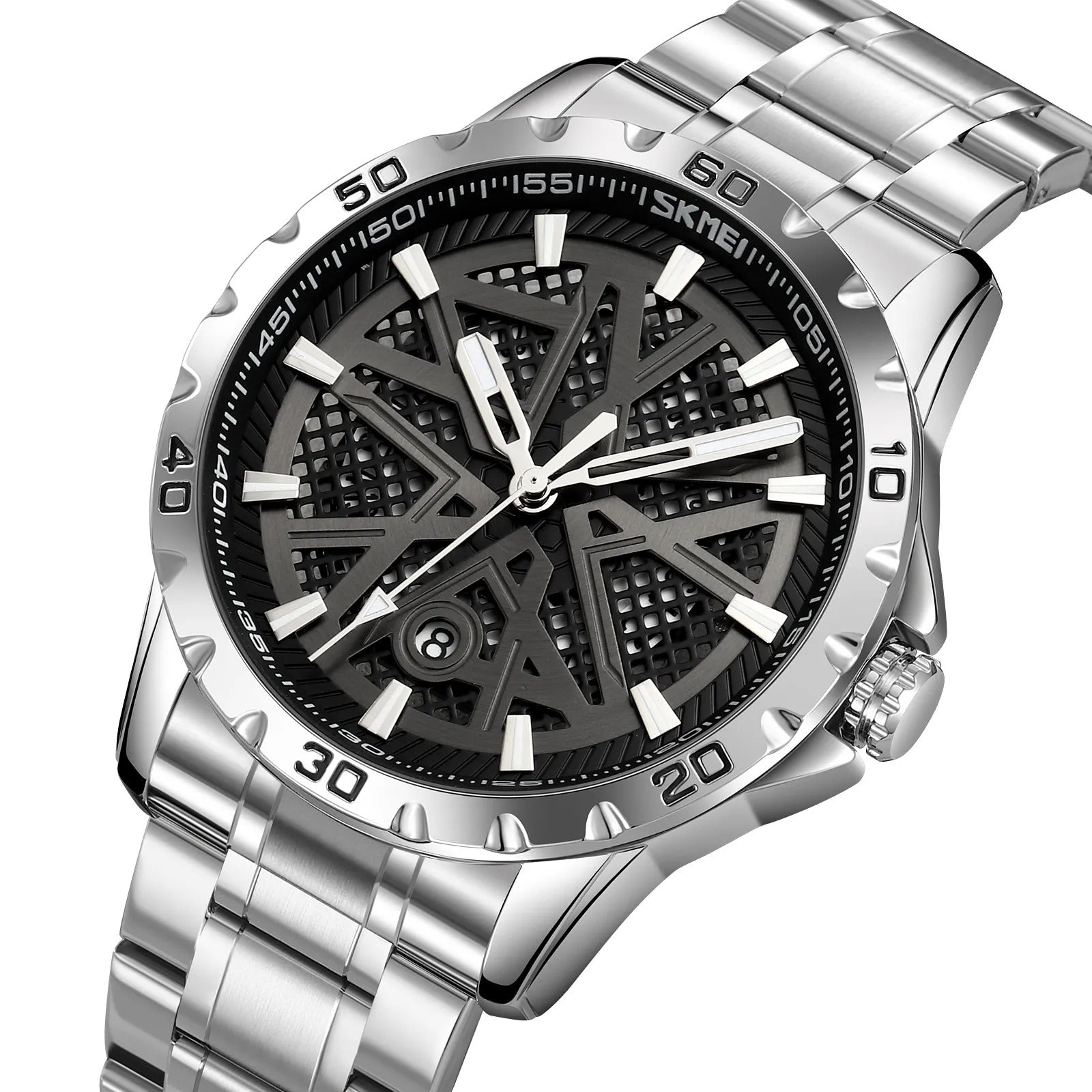 Skmei - 9337 - Digital Stainless Steel Watch - Silver/Black image 0