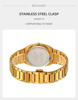 SKMEI 2420 Unisex Analog Quartz Day-Date Watch - Gold/Gold image 3