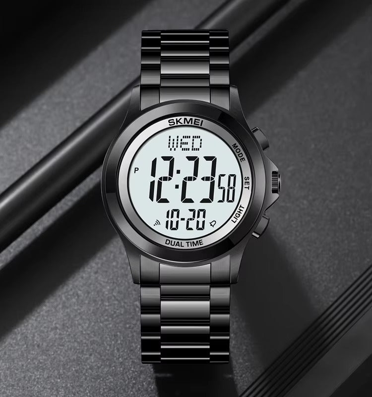 Skmei - 2271 - Digital Dual Time Men's Stainless Steel Watch - black image 0