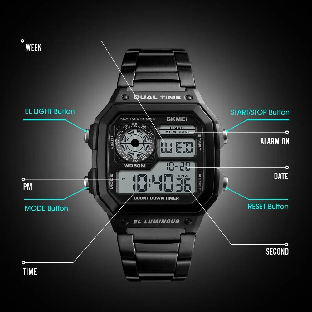 Skmei - 1335 - Digital Sports Countdown Waterproof Watch - Black image 8