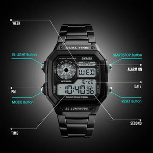 Skmei - 1335 - Digital Sports Countdown Waterproof Watch - Black image 8
