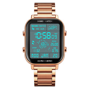 Skmei - 1888 - Digital Dial Step Count Pedometer Stainless Steel Watch - Rosegold image 4