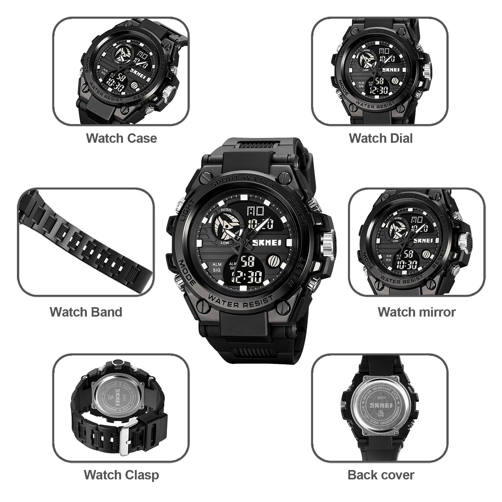 SKMEI 2031 Rugged Digital Sports Watch - Black image 5