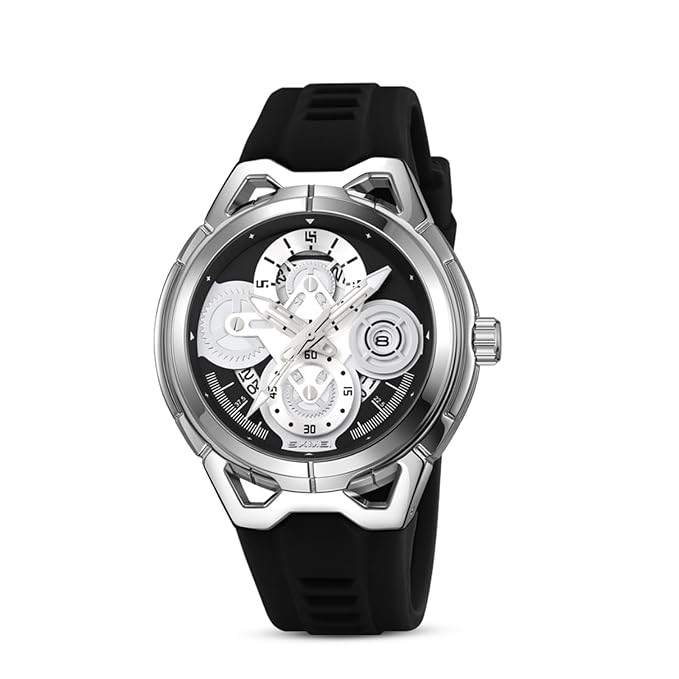 SKMEI - 9349 - Silicone Quartz Luxury Watch - Silver/Black image 1