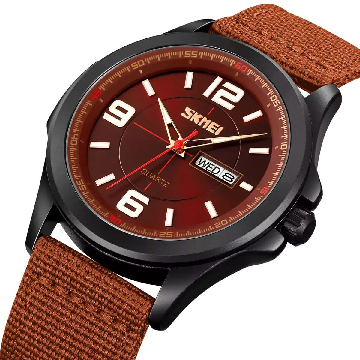 SKMEI - 9315 - Casual Nylon Strap Men’s Watch - brown image 1