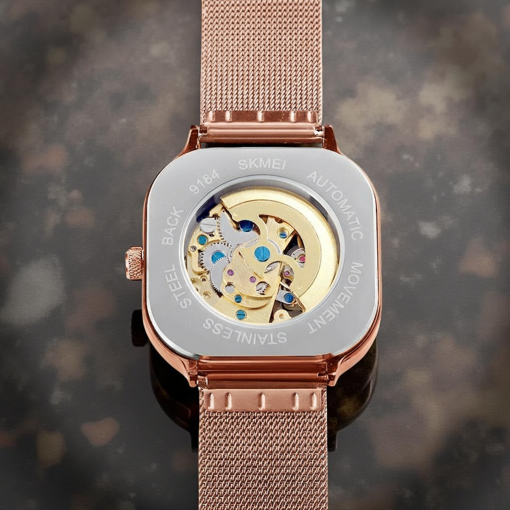 SKMEI - 9184 - Premium Automatic Skeleton Watch - rose gold image 2