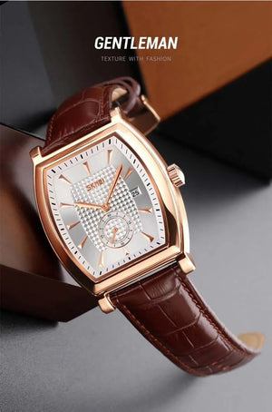 Skmei- 9306 - Leather Strap Quartz Alloy case Downsecond - rose gold/silver image 4