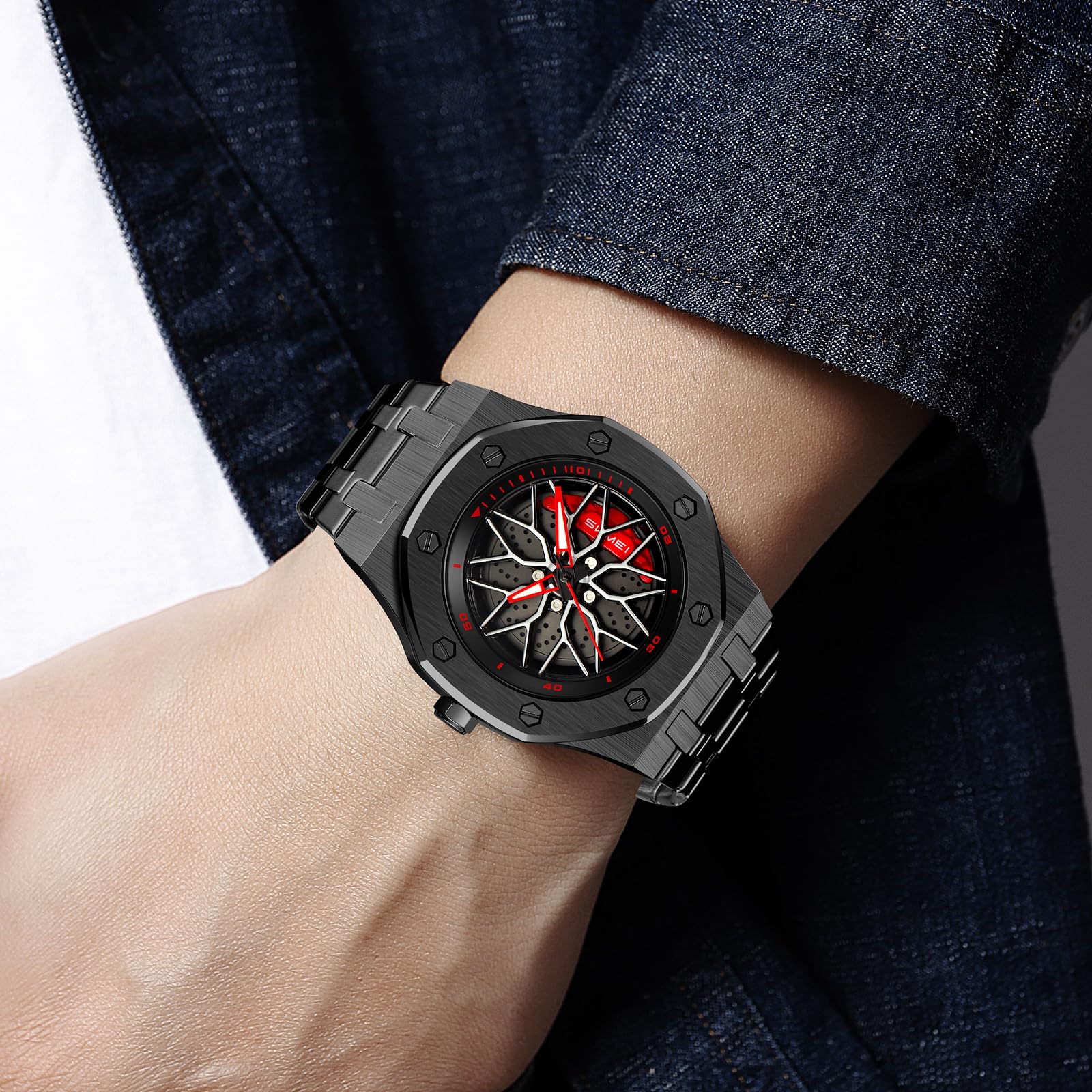 SKMEI - 2359 - Rotating Wheel Sports Edition Watch - black-steel image 4