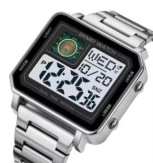 SKMEI 2033 Bold Square Advanced Digital Functions Watch - silver