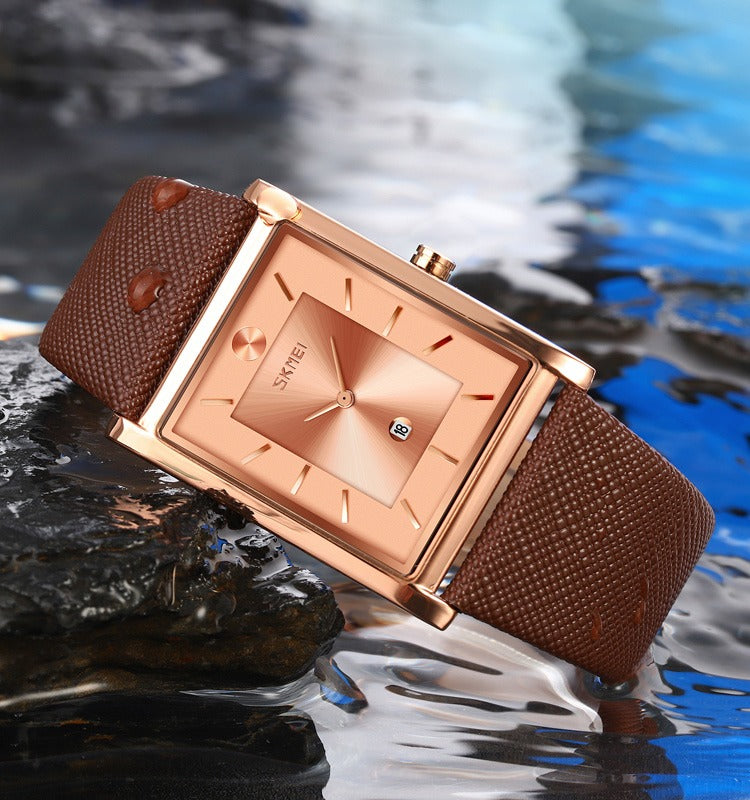 Skmei - 9256 - Genuine Leather Strap Japan Quartz - rose gold/rose gold image 1
