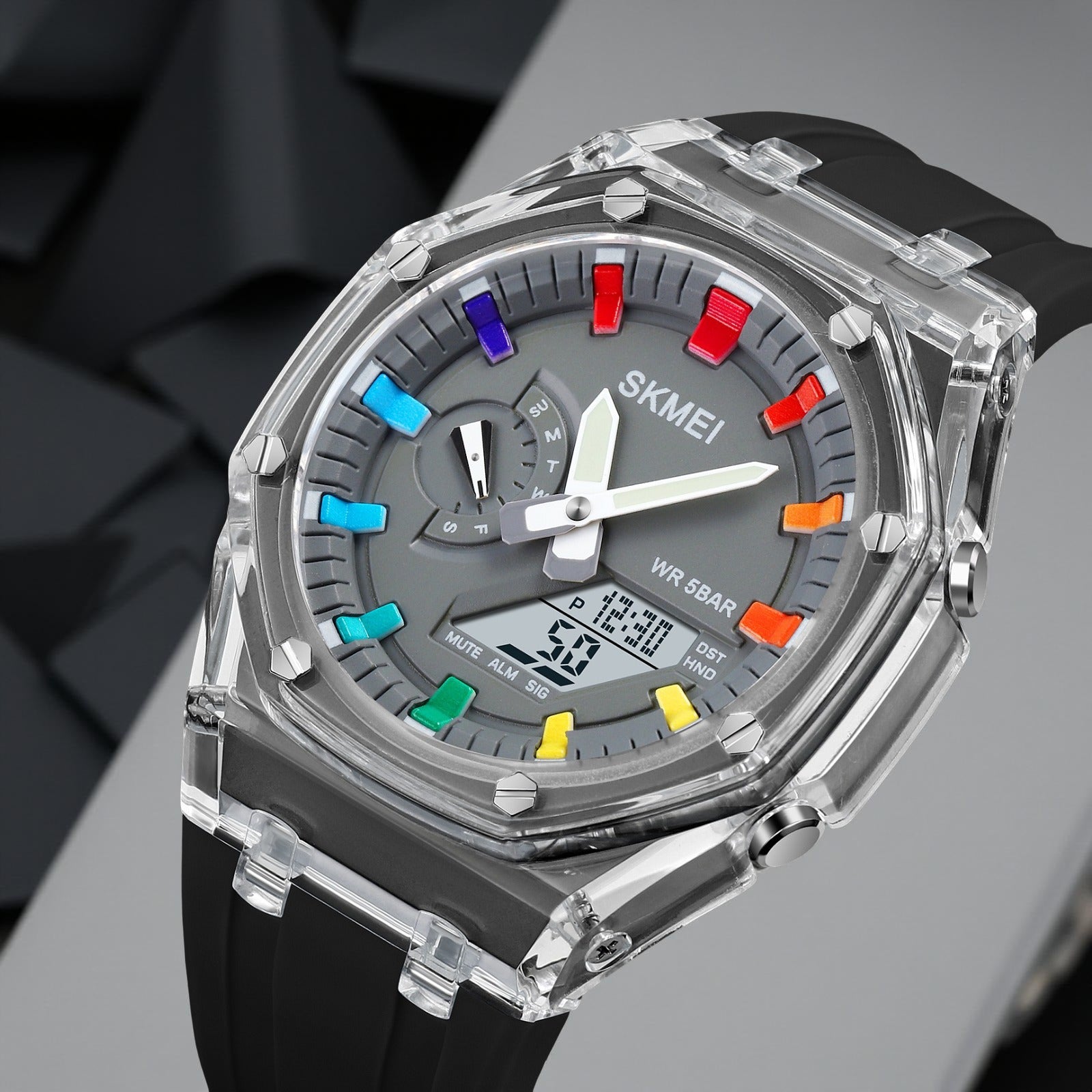 Skmei - 2100 - World Time 50m Waterproof - Black/Grey image 1