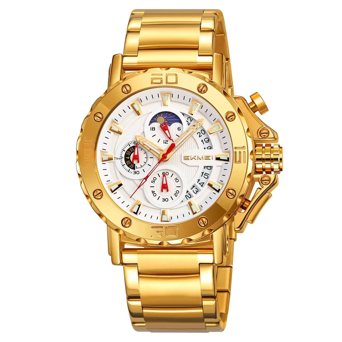 SKMEI - 9344 - Multifunctional Calendar Chronograph Sports Quartz Watch - gold/silver image 0