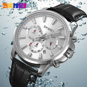 SKMEI - 2071 - High Quality Luxury Watch - Silver/Silver Leather image 2
