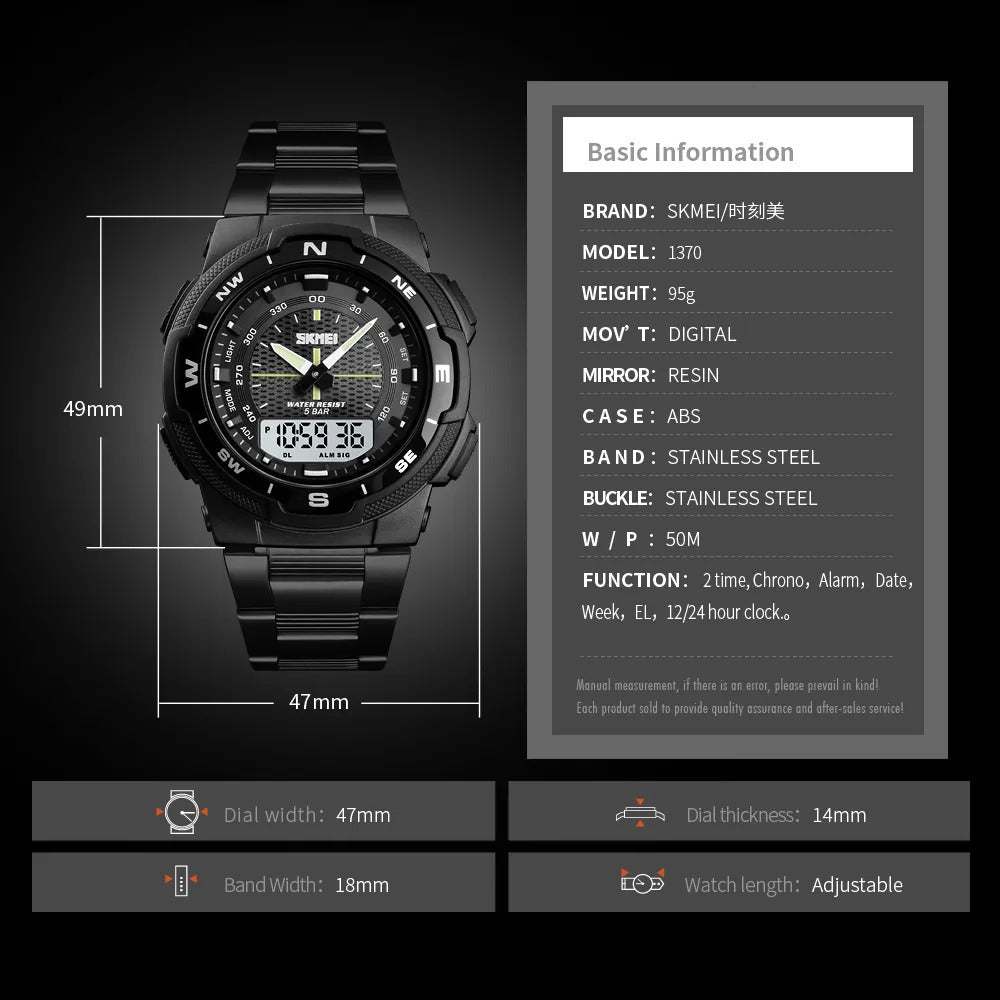 Skmei - 1370 - Navitech Dual Display Watch - Black/White image 4