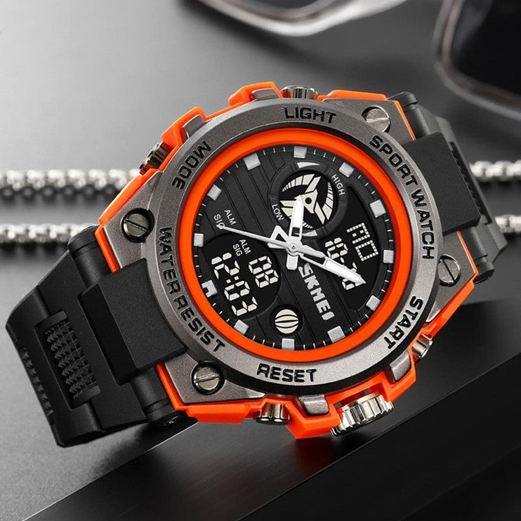 SKMEI 2031 Rugged Digital Sports Watch - Orange/Black image 2