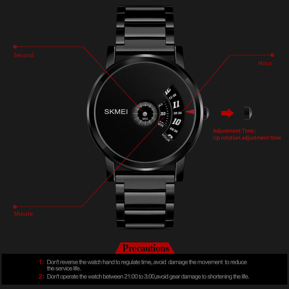 SKMEI -1260 - Waterproof Business Watch For Men - Black/Gun-Steel image 4