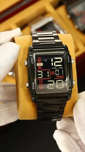SKMEI - 2206 - Digital Movement Multifunction Stainless Steel Watch - Black/Black image 2